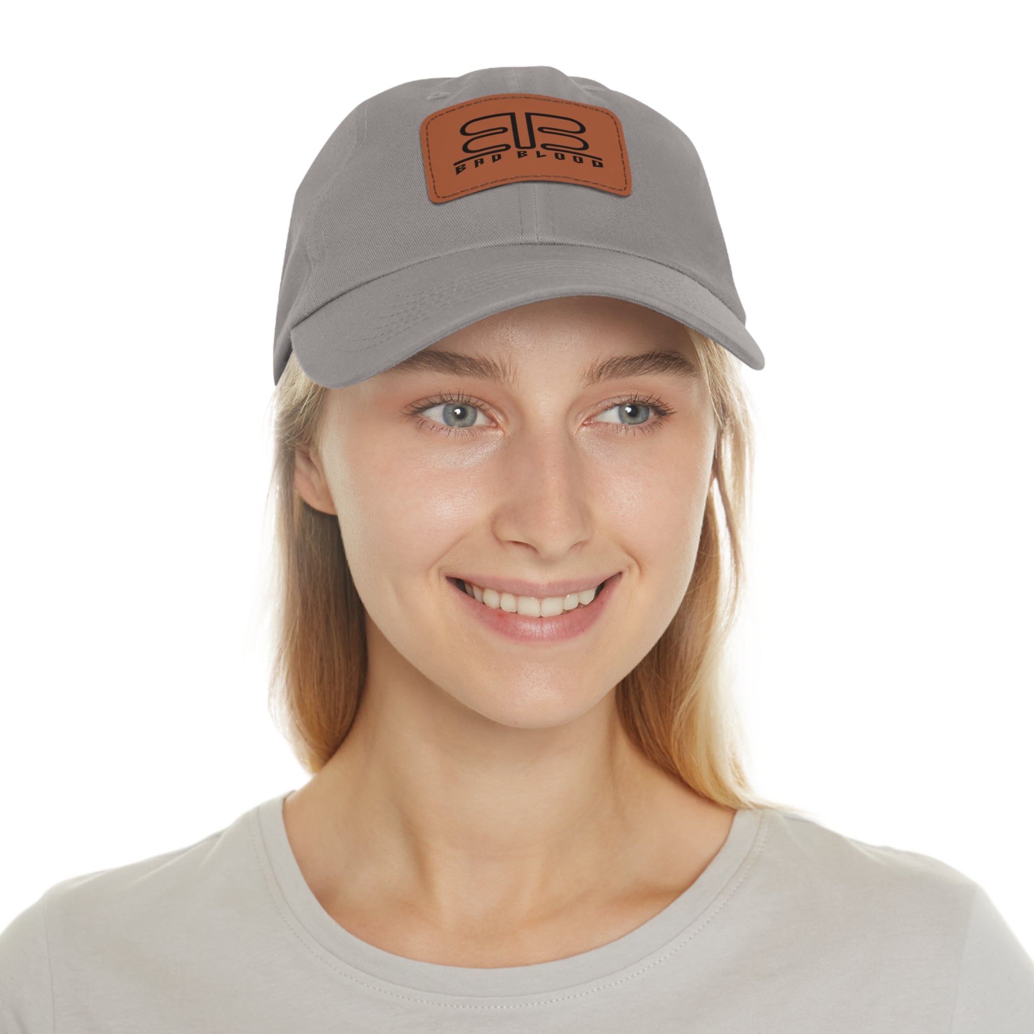 Leather Patch Dad Hat – Minimalist Monogram Baseball Cap