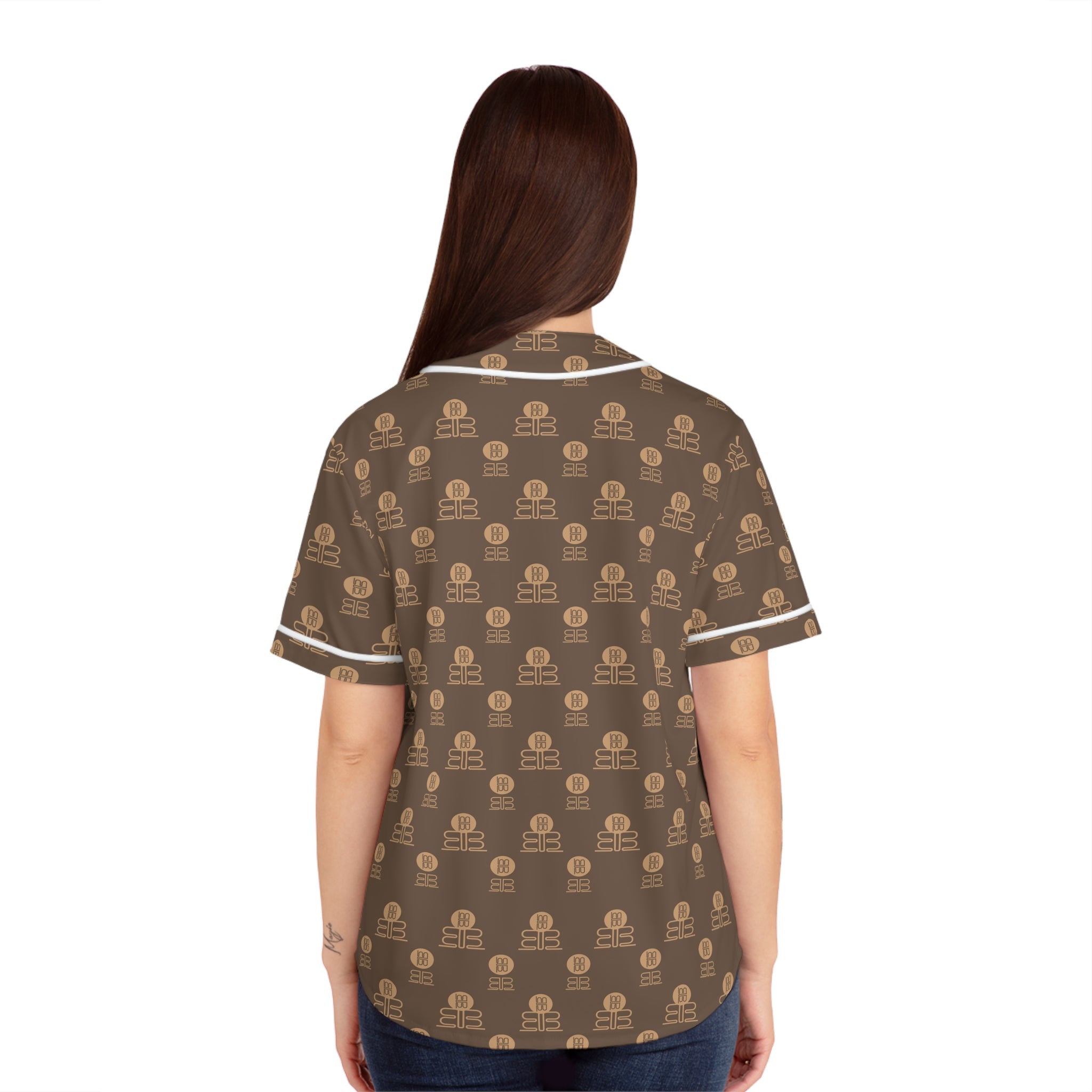 Badblood Signature Monogram Baseball Jersey – Brown & Tan