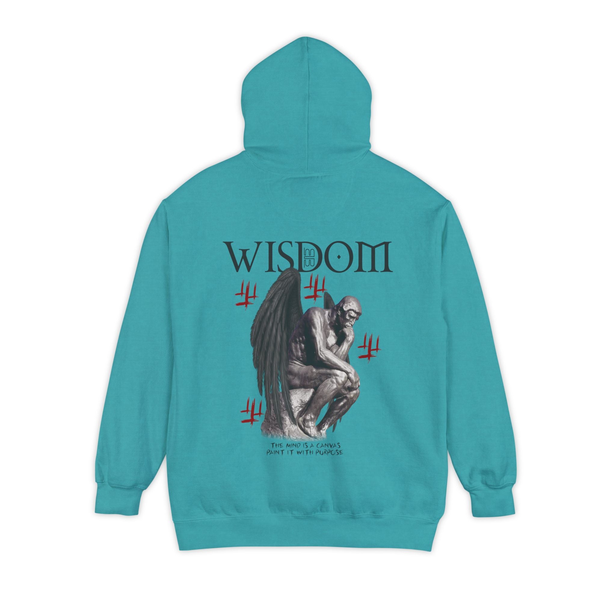 Wisdom angel statue graphic Hoodie | Gothic emblem brushstroke symbol