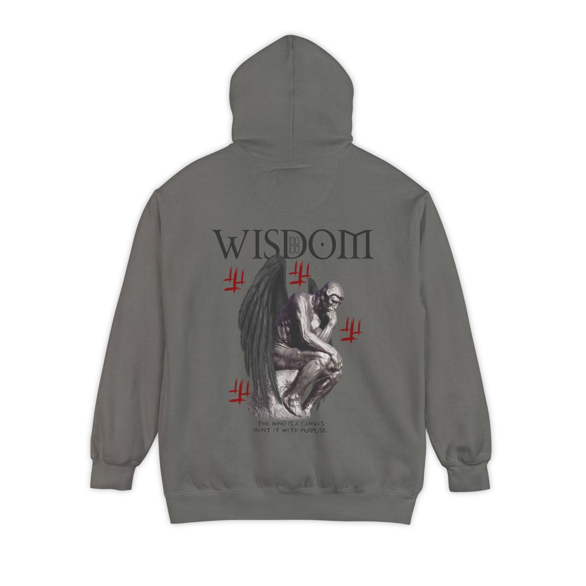 Wisdom angel statue graphic Hoodie | Gothic emblem brushstroke symbol