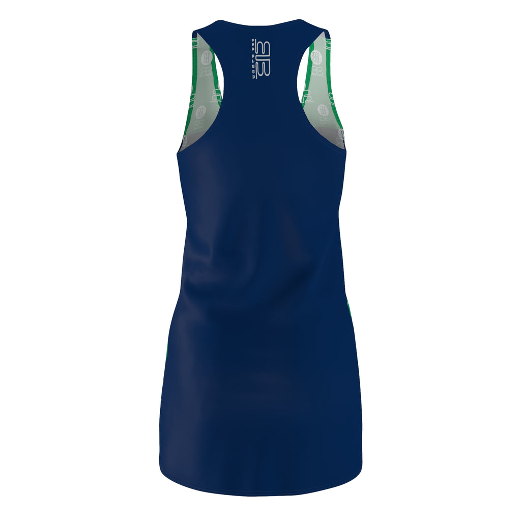 Racerback Dress — Green & Navy BadBlood Patterned