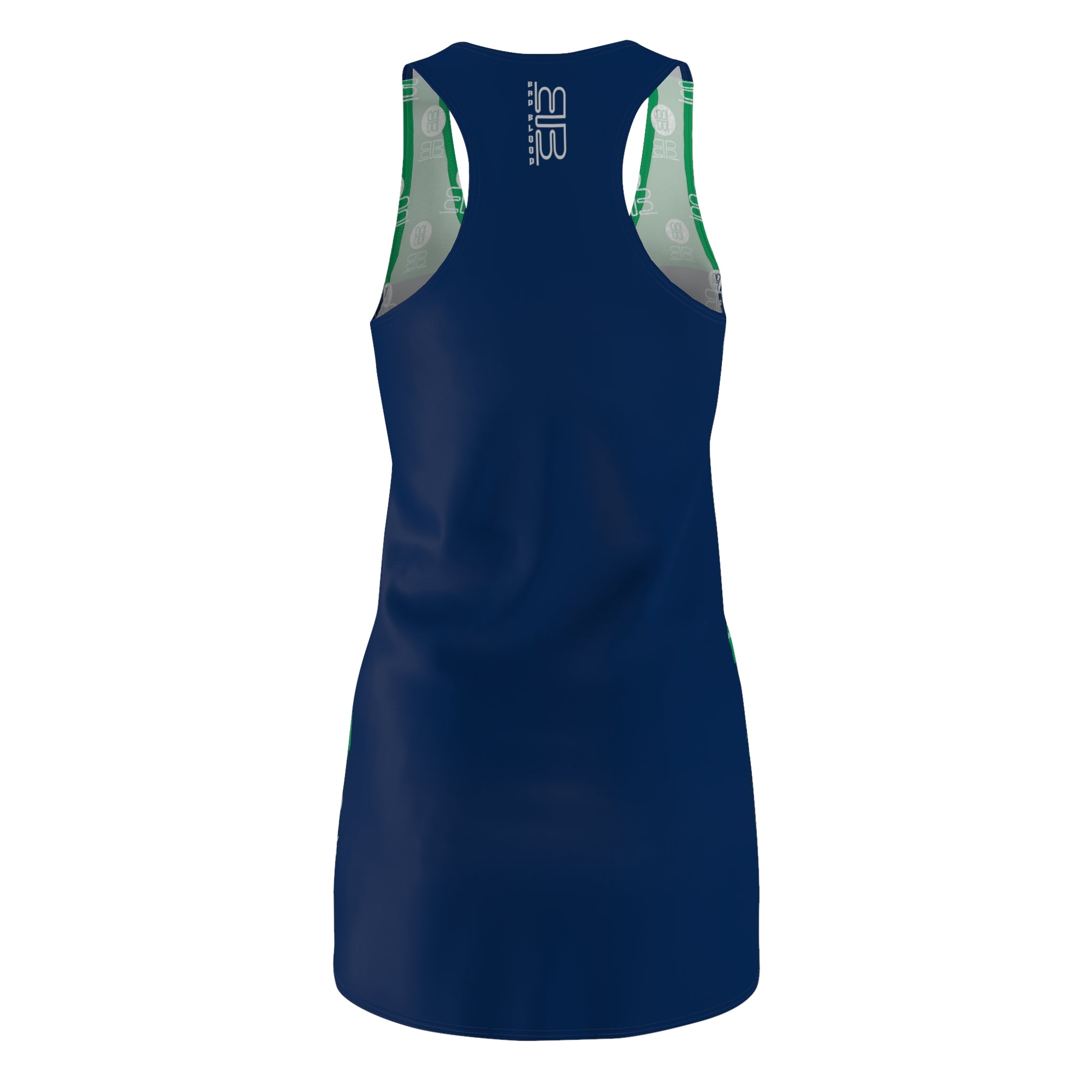 Racerback Dress — Green & Navy BadBlood Patterned