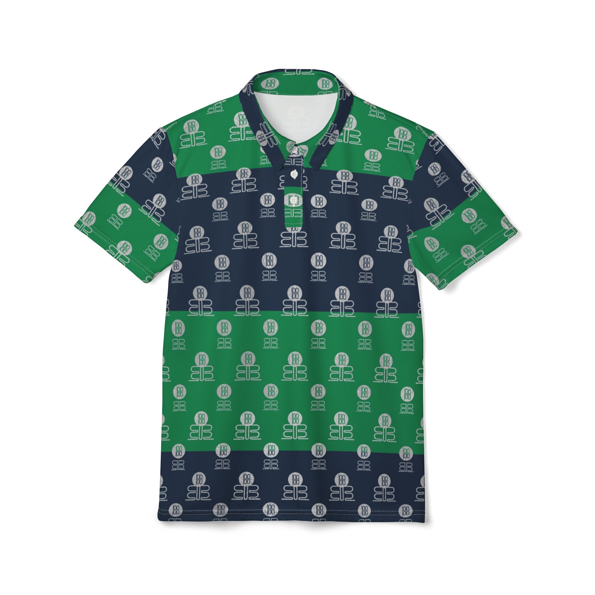 Striped Green & Navy Polo Shirt — Vintage BadBlood Pattern