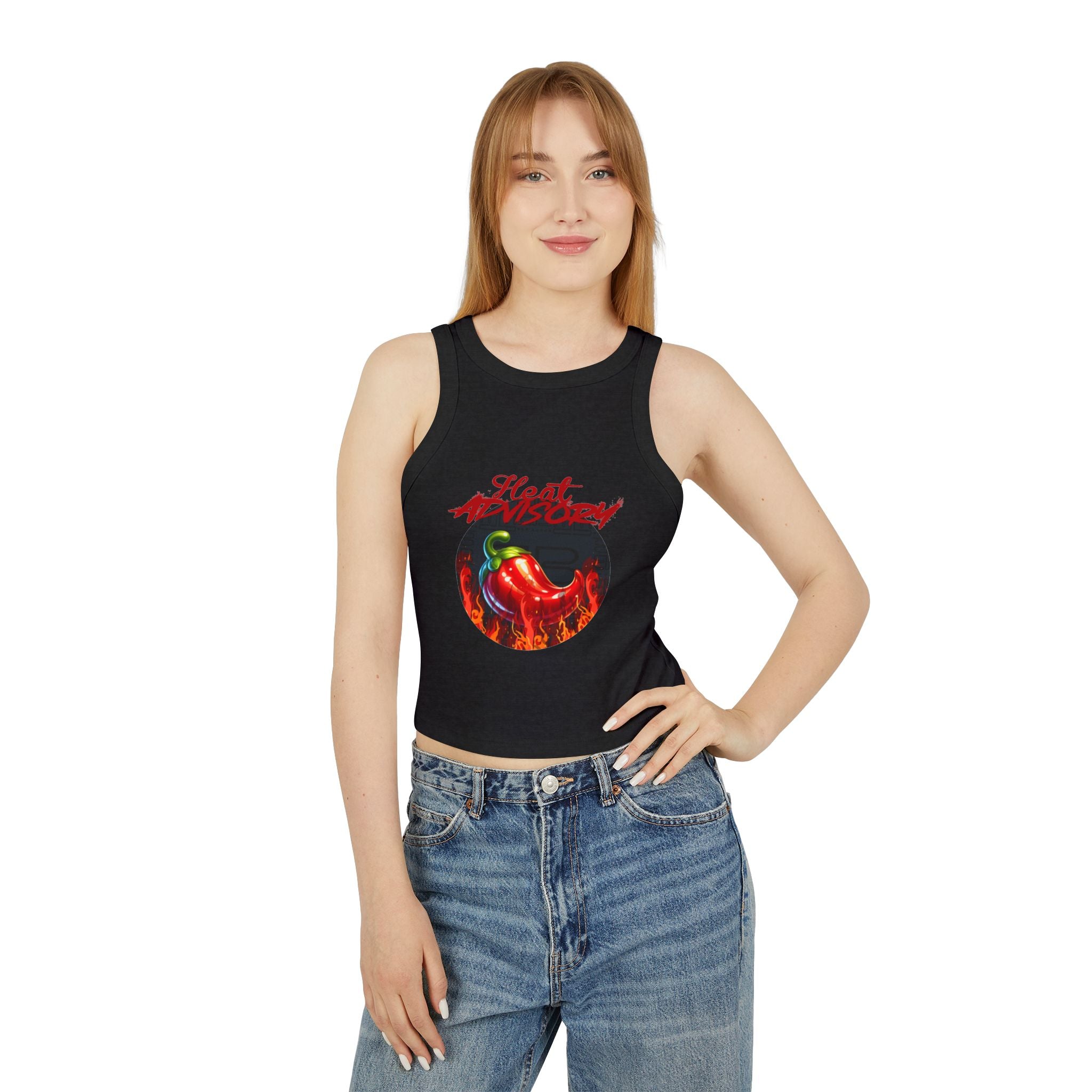 Hot Pepper Racer Tank Top — Fiery Chili Graphic Crop for Women