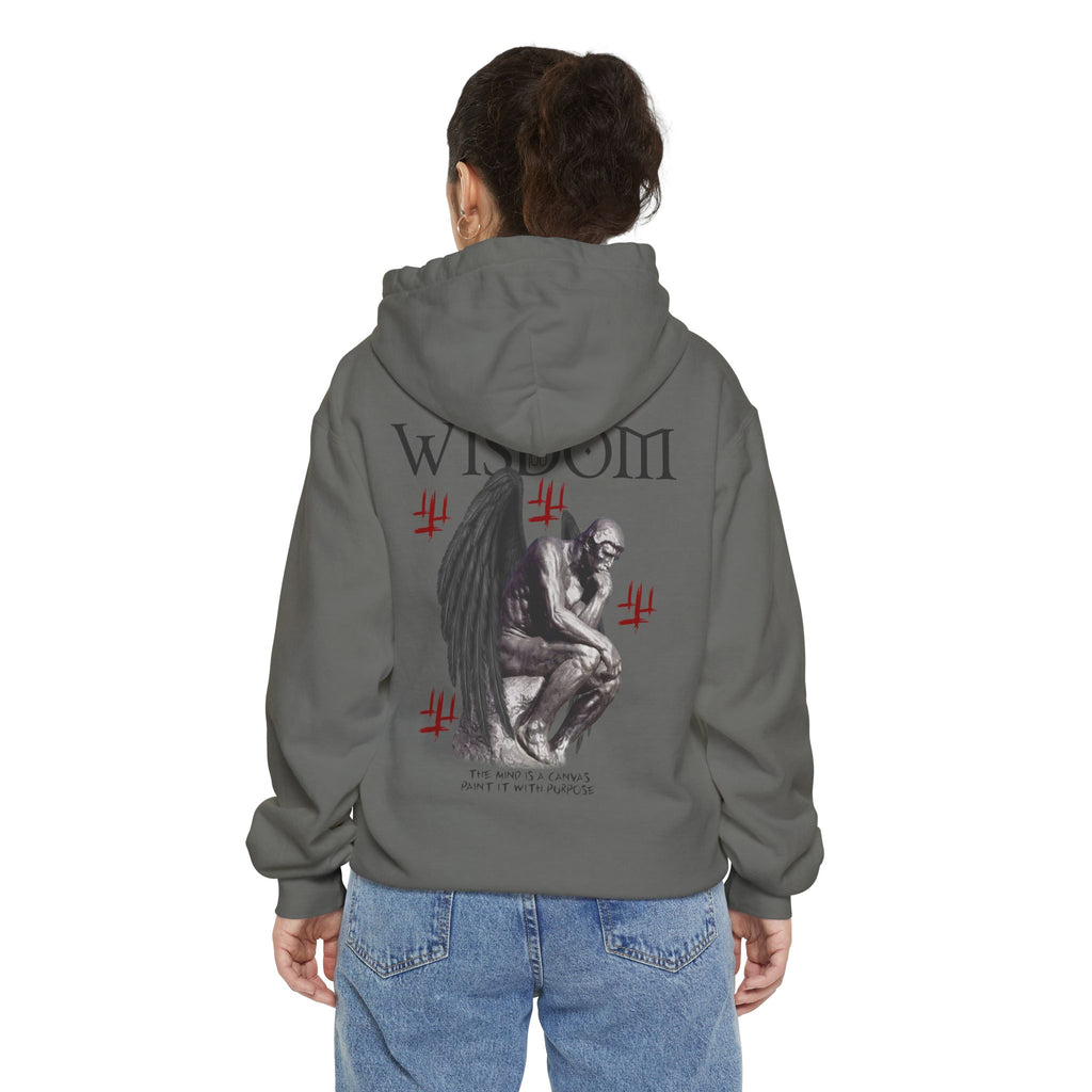 Wisdom angel statue graphic Hoodie | Gothic emblem brushstroke symbol