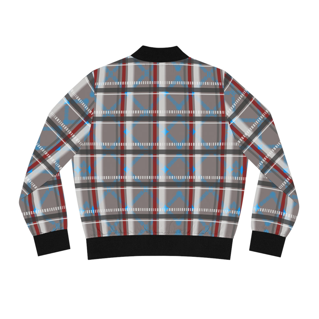 Plaid Bomber Jacket — Classic Grey, Blue & Red