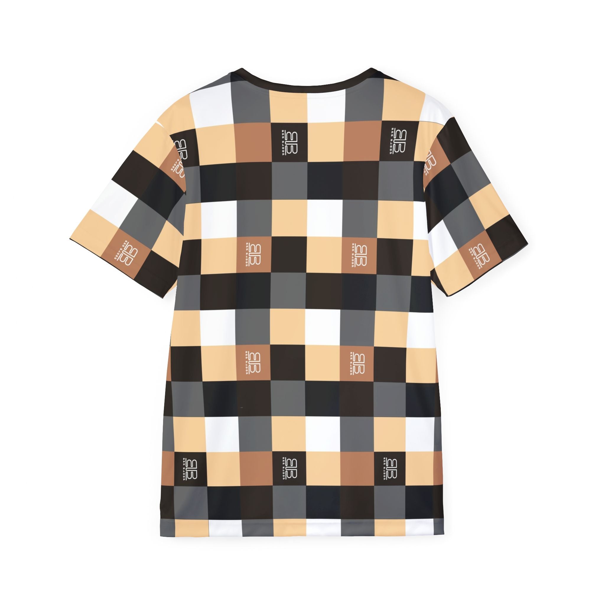 Plaid BB Checkered Sports Jersey — Beige Brown Geo