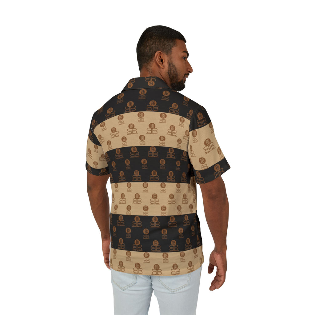 Men's Shirt — Retro Brown Checkerboard Logo Print