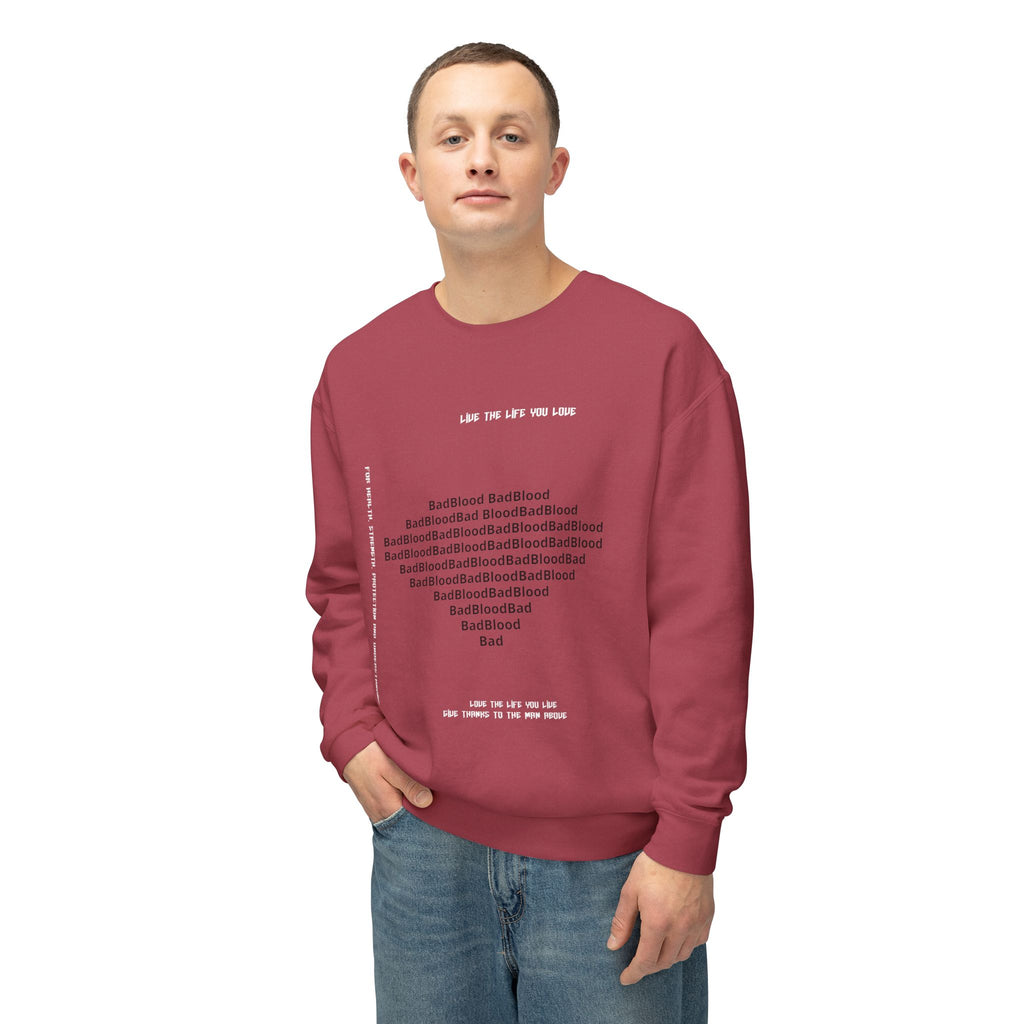 Minimalist Heart Text Crewneck Sweatshirt — Subtle Typographic Love Design