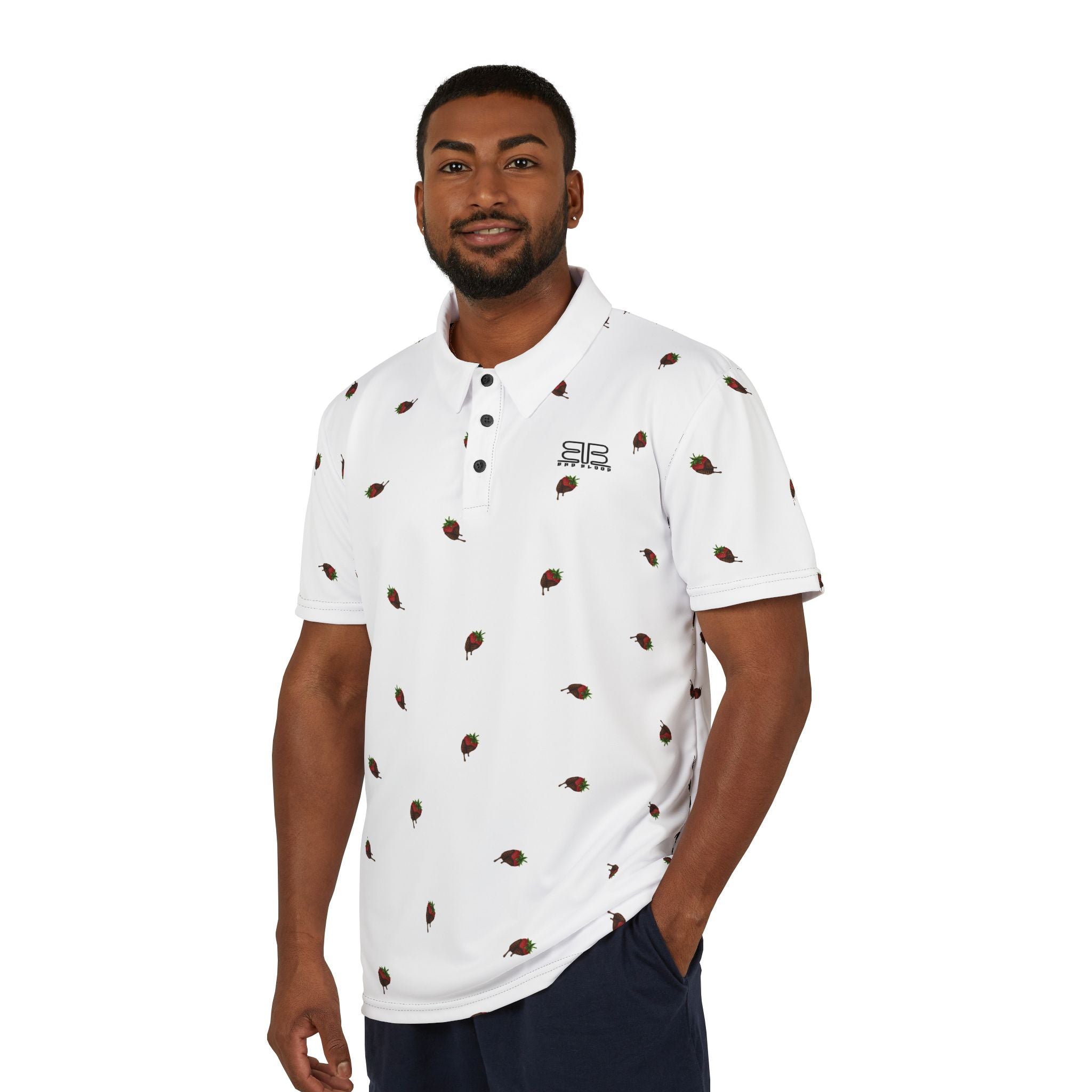Chocolate covered Strawberry Print Polo Shirt — Casual