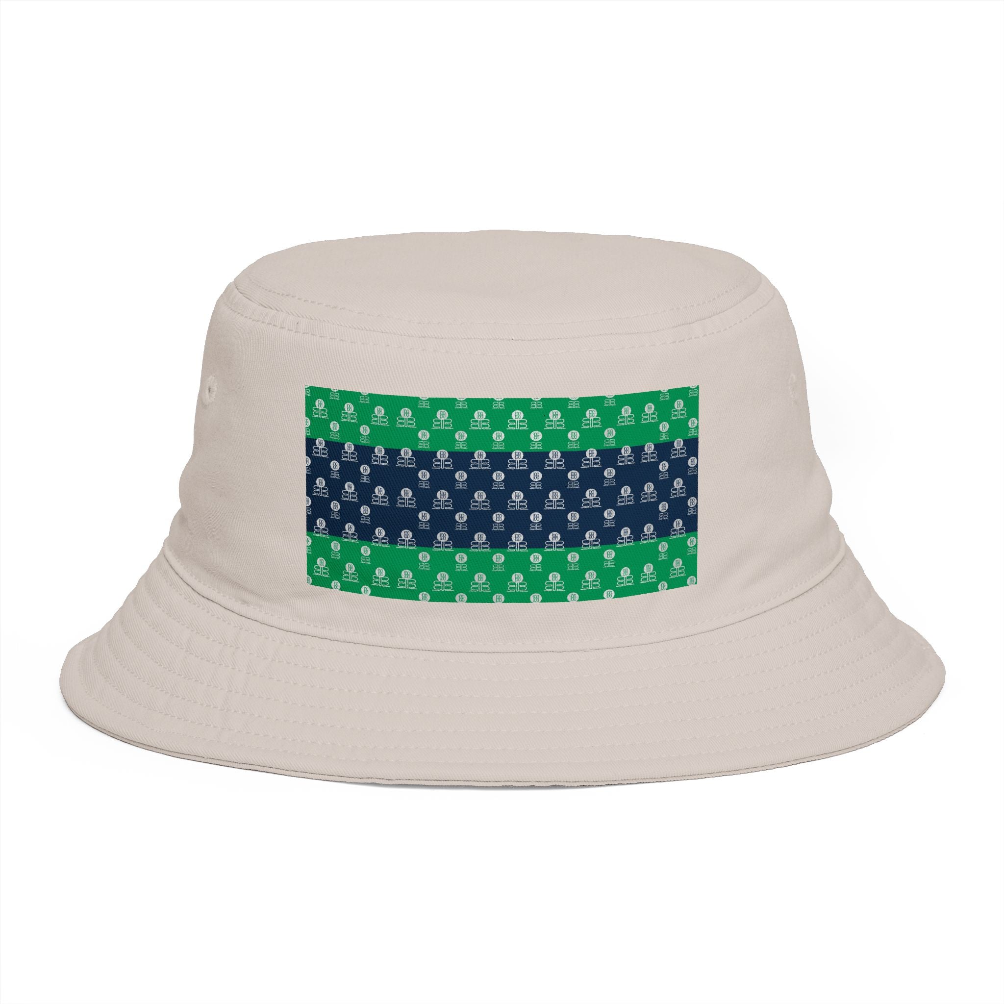 Green & Navy BB Patterned Bucket Hat — Nautical Clover Stripe