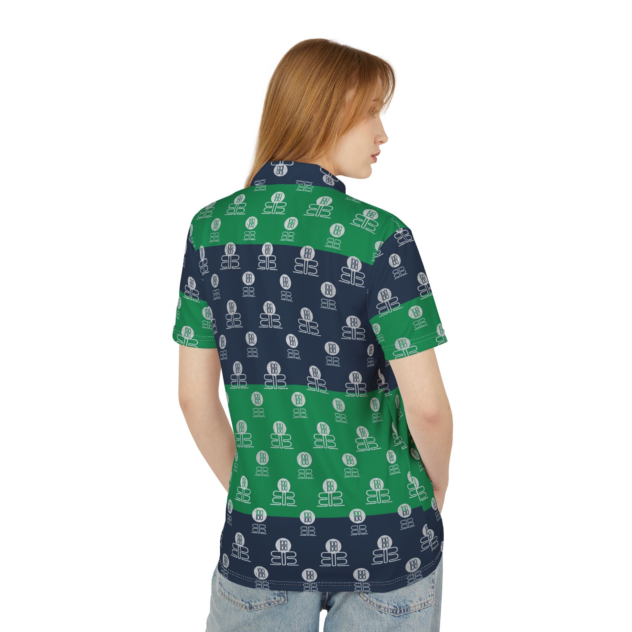Striped Green & Navy Polo Shirt — Vintage BadBlood Pattern