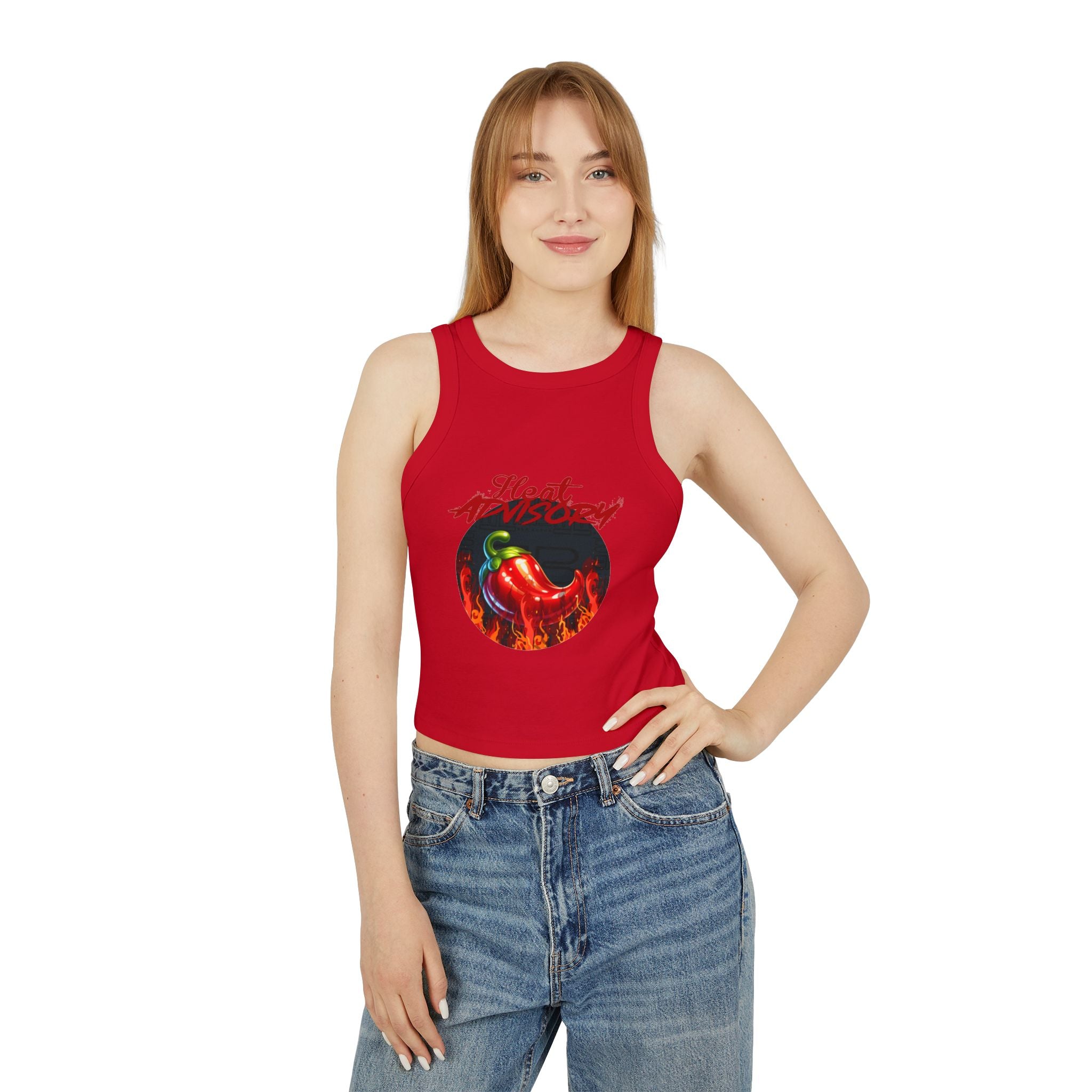 Hot Pepper Racer Tank Top — Fiery Chili Graphic Crop for Women