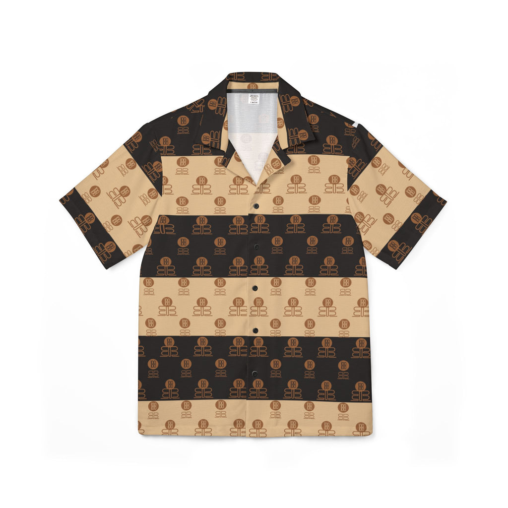 Men's Shirt — Retro Brown Checkerboard Logo Print