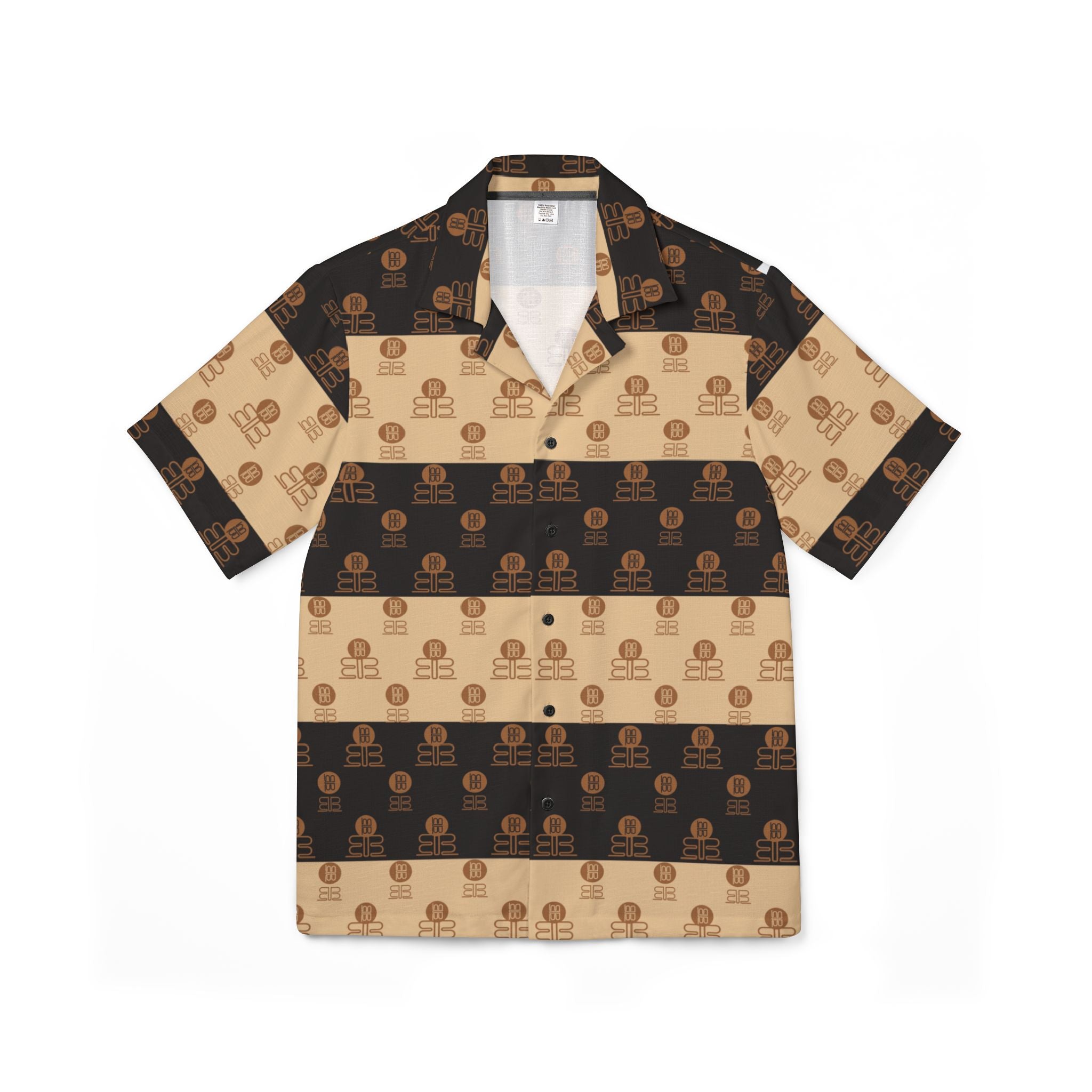 Men's Shirt — Retro Brown Checkerboard Logo Print