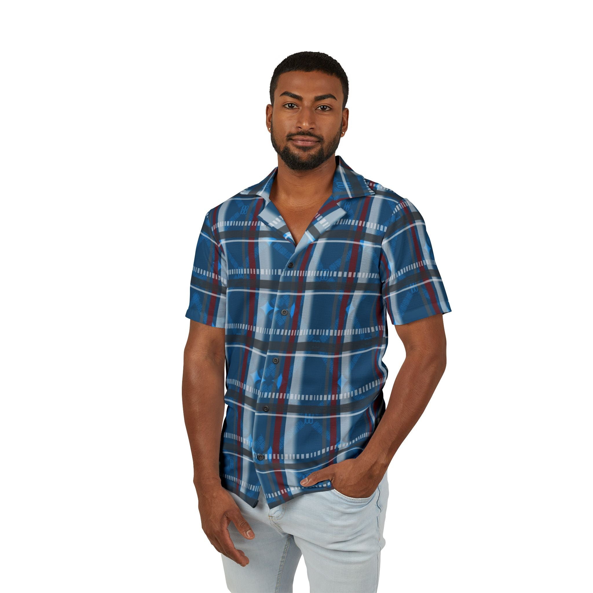 Blue Plaid Shirt — Men's Casual Button-Up