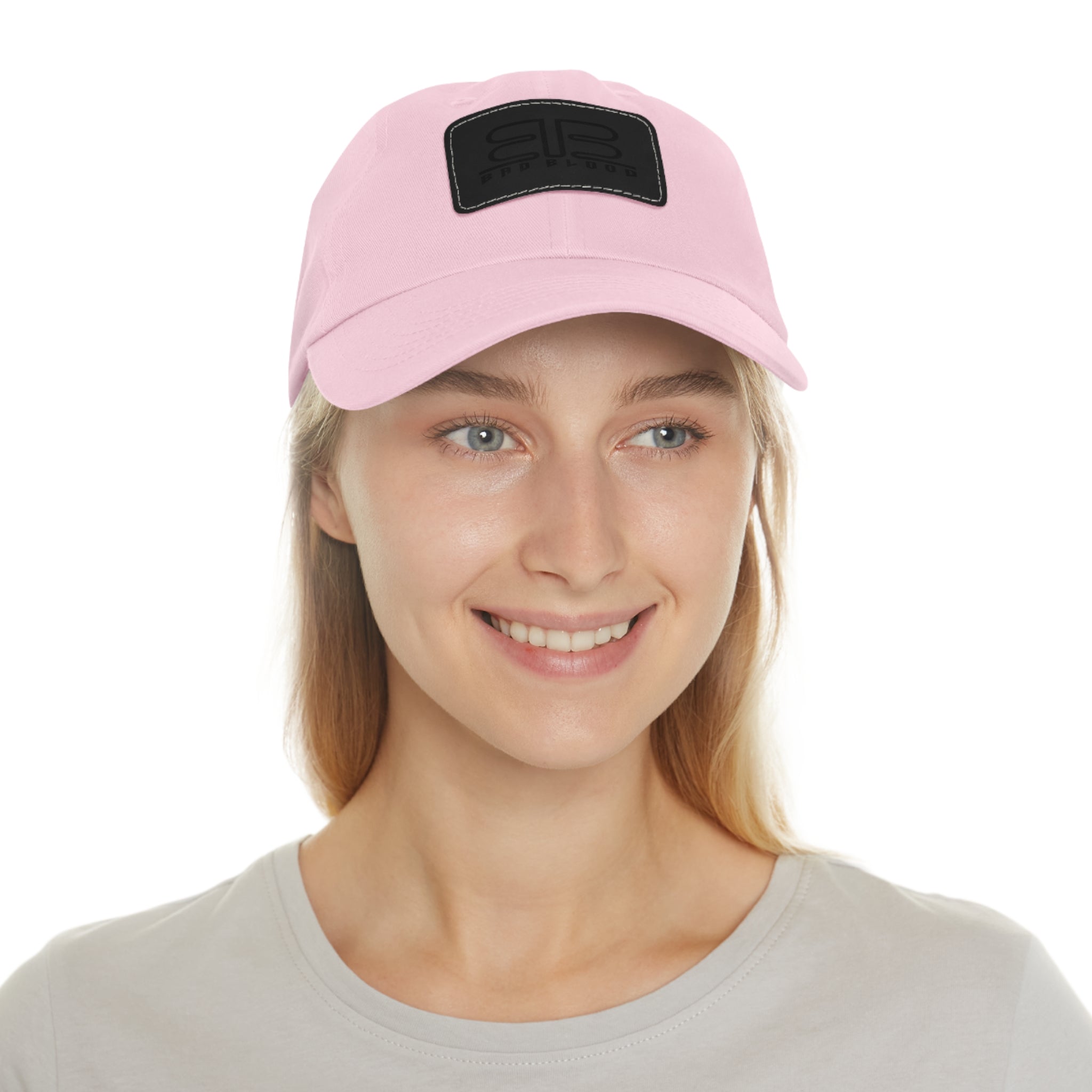 Leather Patch Dad Hat – Minimalist Monogram Baseball Cap