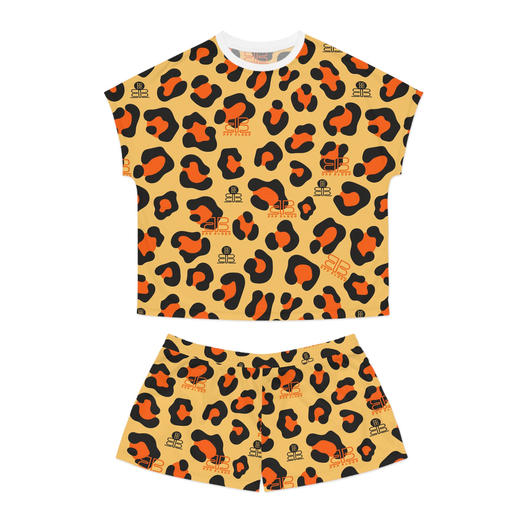Orange Leopard Print Pajama Set | Women's Short PJ Set
