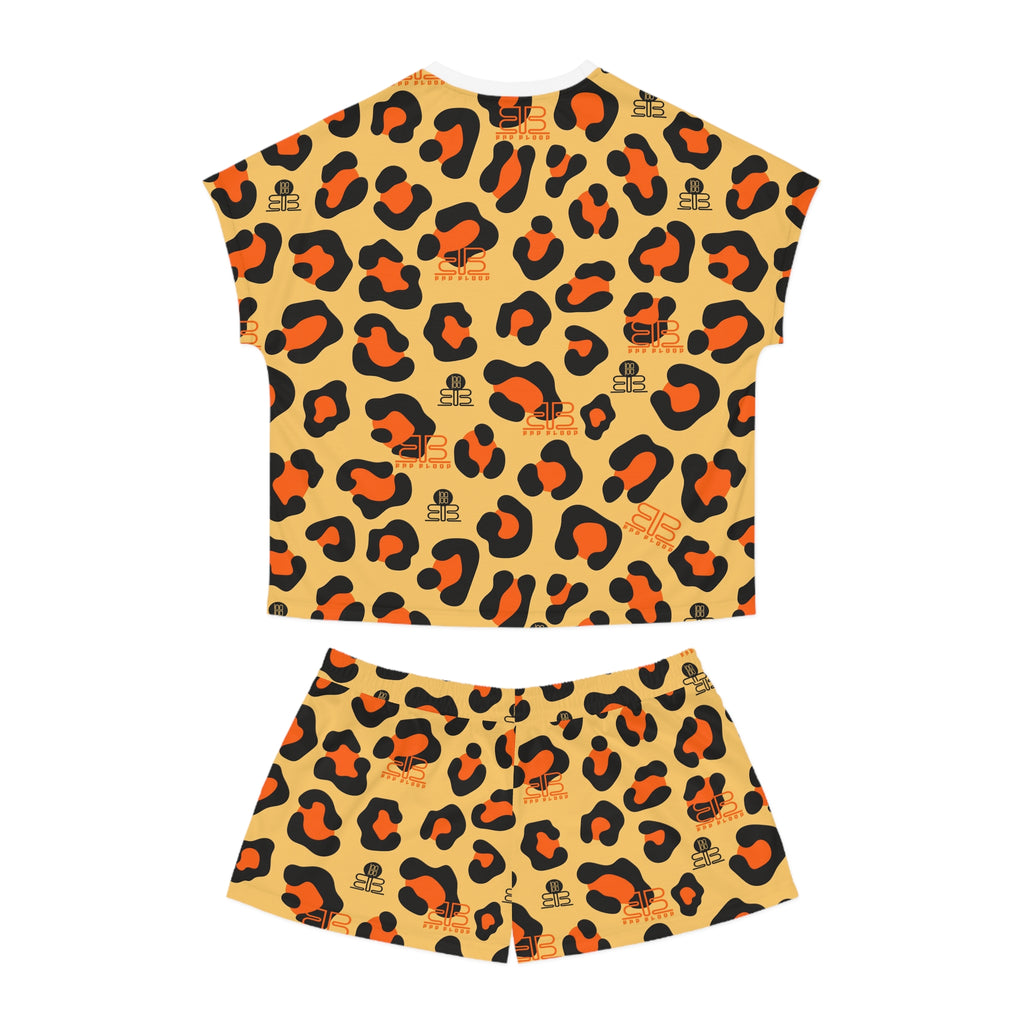 Orange Leopard Print Pajama Set | Women's Short PJ Set
