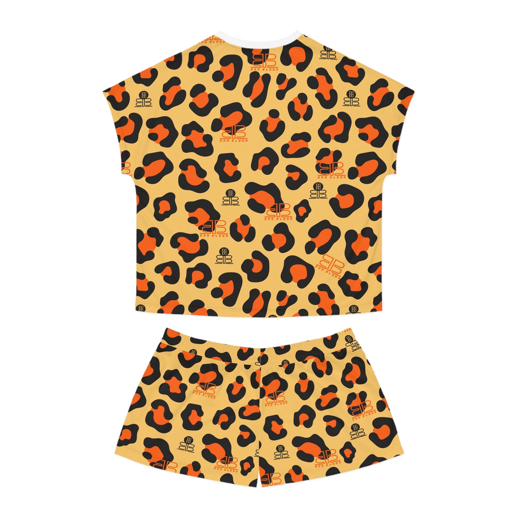 Orange Leopard Print Pajama Set | Women's Short PJ Set