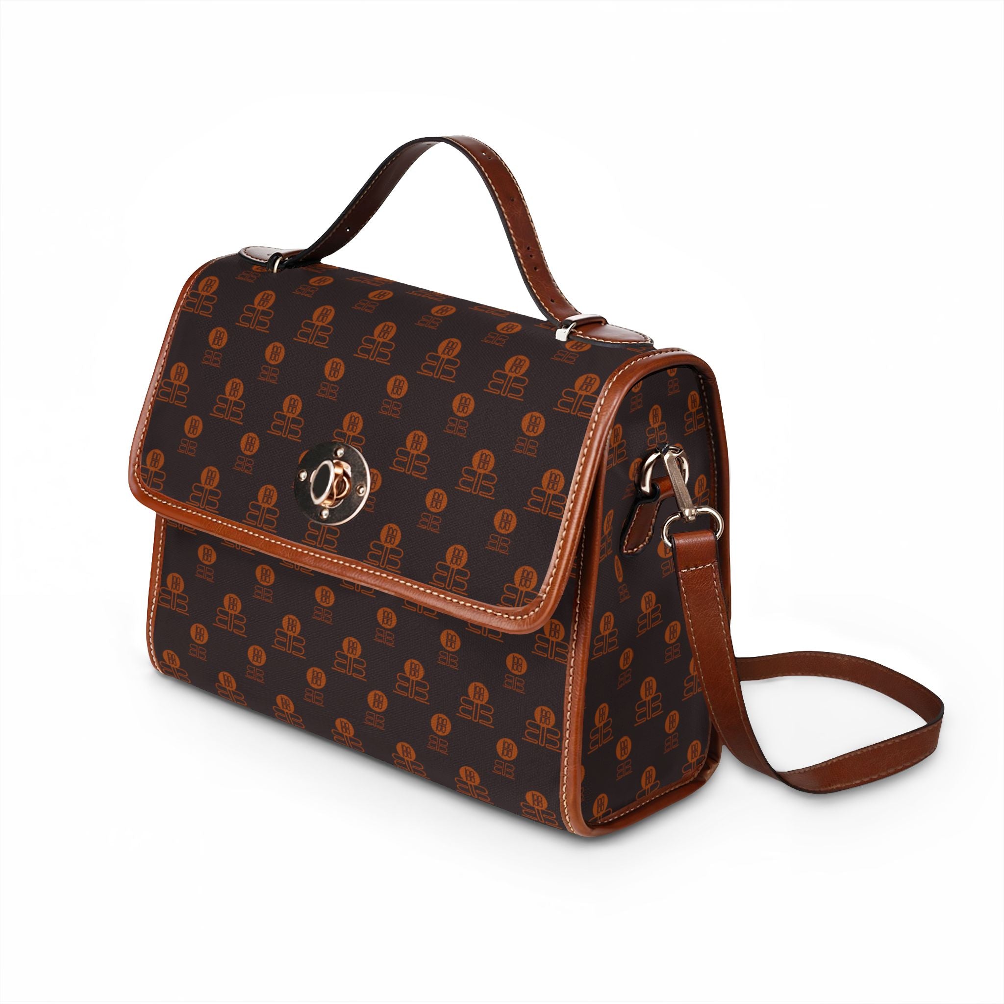 Waterproof Canvas Bag - Vintage Brown Monogram Satchel