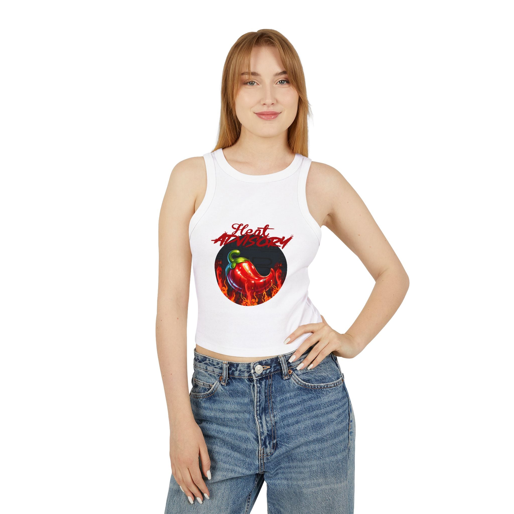 Hot Pepper Racer Tank Top — Fiery Chili Graphic Crop for Women