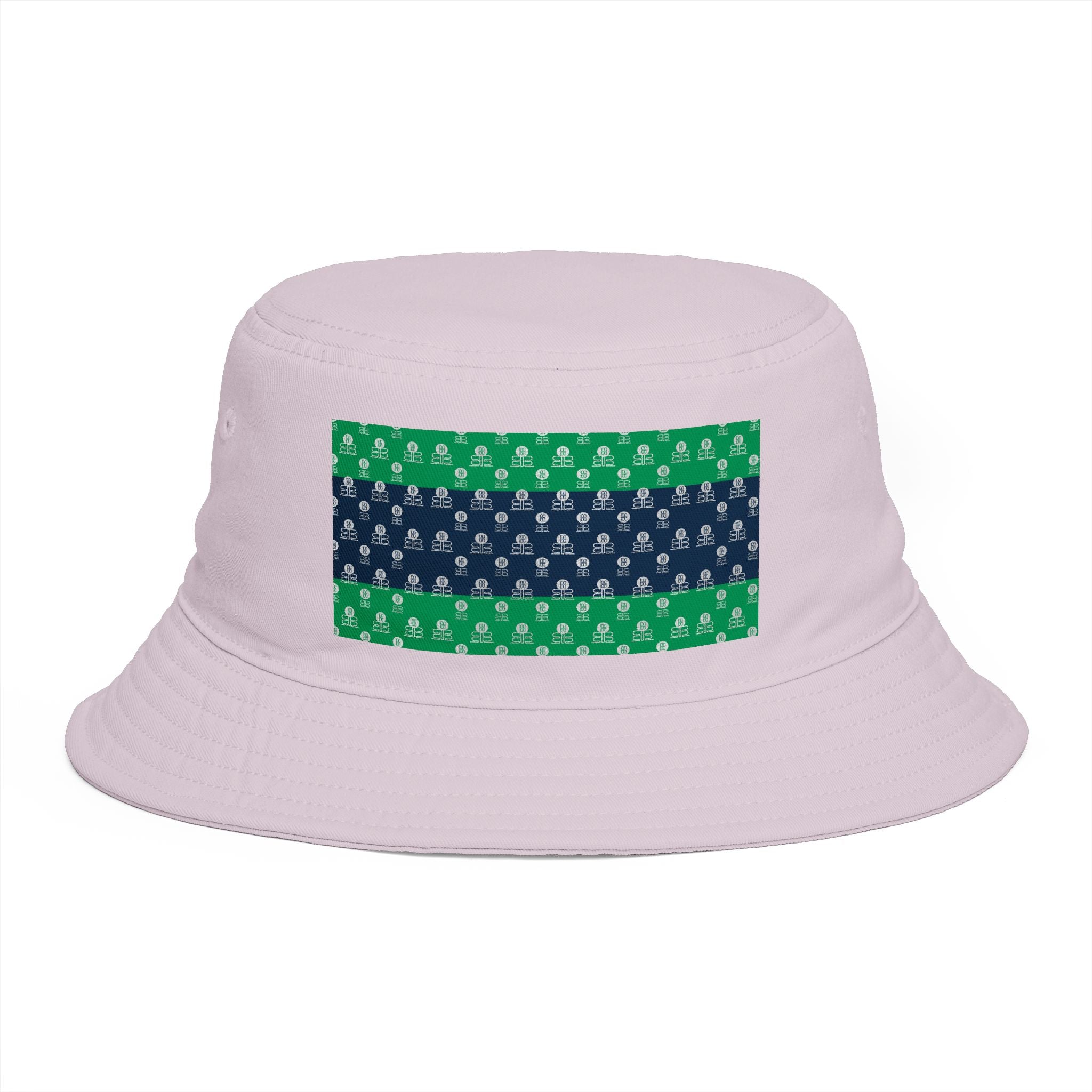 Green & Navy BB Patterned Bucket Hat — Nautical Clover Stripe