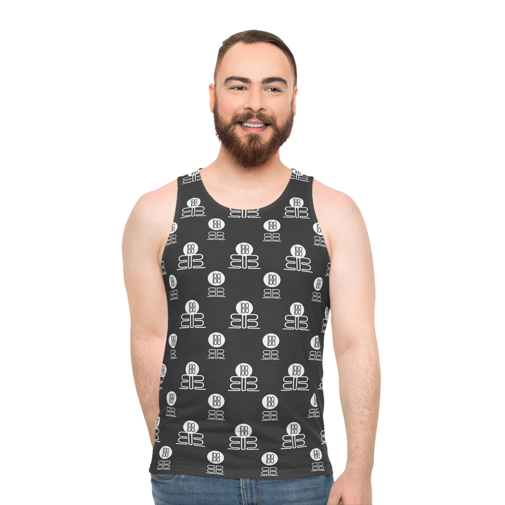 Logo Tank Top — Monochrome Patterned Graphic Tank