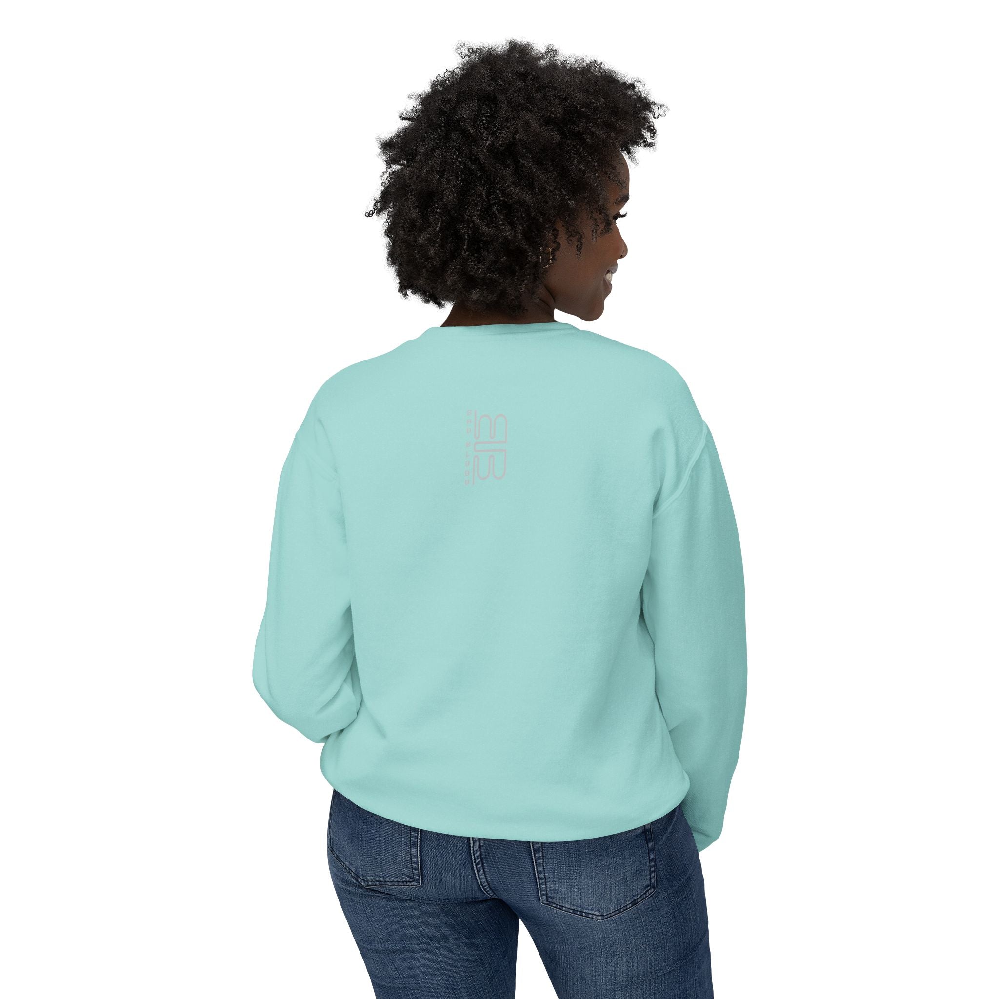 Minimalist Heart Text Crewneck Sweatshirt — Subtle Typographic Love Design